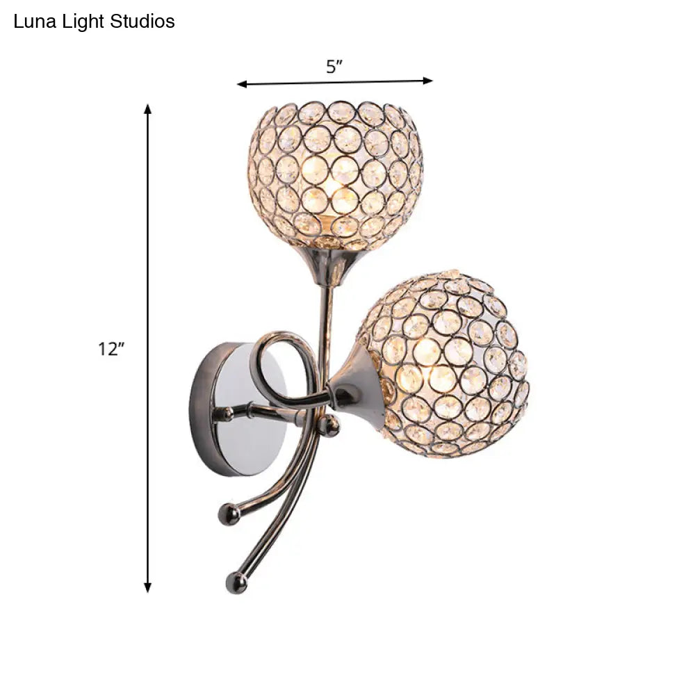 Aplique de pared DecorBites™ de cristal contemporáneo con doble cabezal - Lámpara de pared plateada