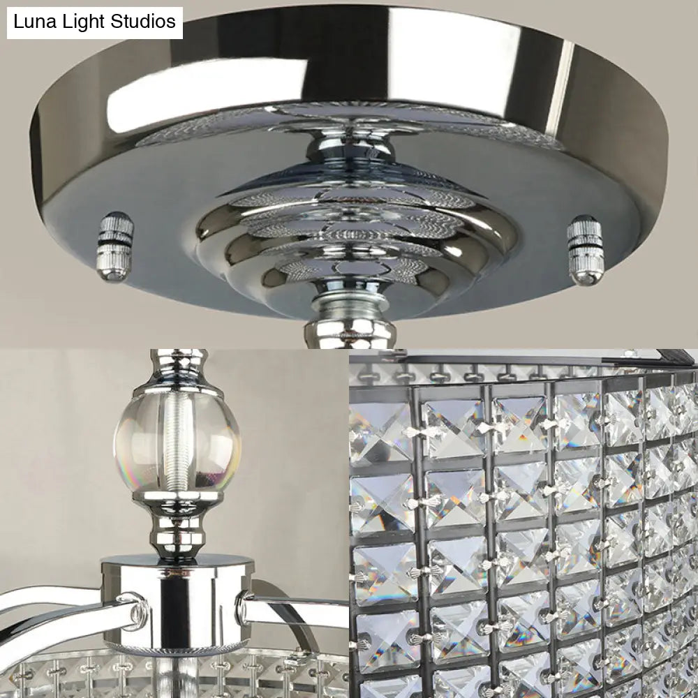 Lámpara de techo contemporánea DecorBites™ con forma de tambor de cristal - 3 luces - Cromo/Negro, montaje semiempotrado