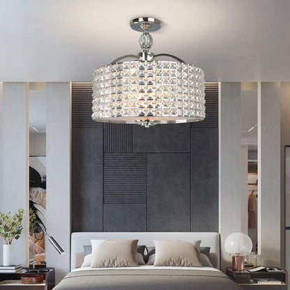 Lámpara de techo contemporánea DecorBites™ con forma de tambor de cristal - 3 luces - Cromo/Negro, montaje semiempotrado