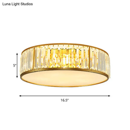 DecorBites™ DecorBites™ Contemporary Crystal Drum Flush Mount Ceiling Light, Gold Finish, 3/4/5 Lights, Sizes 12.5"/16.5"/20.5" for Bedroom