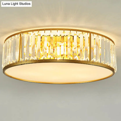 DecorBites™ DecorBites™ Contemporary Crystal Drum Flush Mount Ceiling Light, Gold Finish, 3/4/5 Lights, Sizes 12.5"/16.5"/20.5" for Bedroom