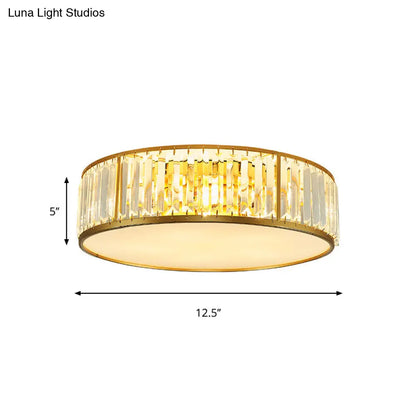 DecorBites™ DecorBites™ Contemporary Crystal Drum Flush Mount Ceiling Light, Gold Finish, 3/4/5 Lights, Sizes 12.5"/16.5"/20.5" for Bedroom