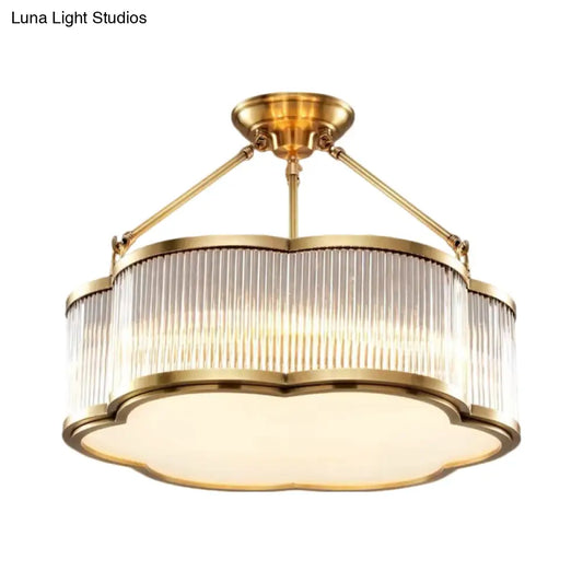 DecorBites™ DecorBites™ Contemporary Crystal Floral Semi Flush Ceiling Lamp in Gold - 19.5"/23.5" Wide, 5/6 Heads