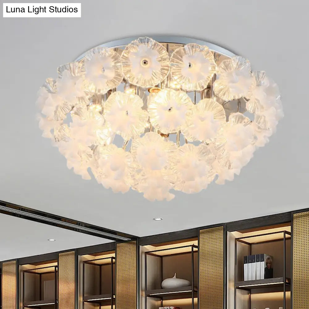 DecorBites™ DecorBites™ Contemporary Crystal Flower Ceiling Flushmount Light - 4 Lights, Chrome Finish - Perfect for Living Room