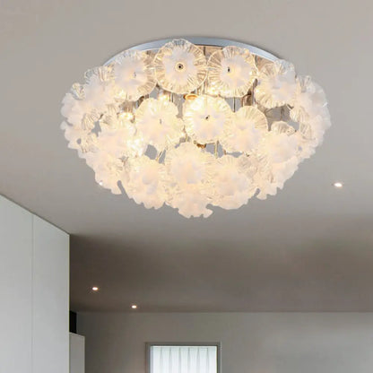 DecorBites™ DecorBites™ Contemporary Crystal Flower Ceiling Flushmount Light - 4 Lights, Chrome Finish - Perfect for Living Room