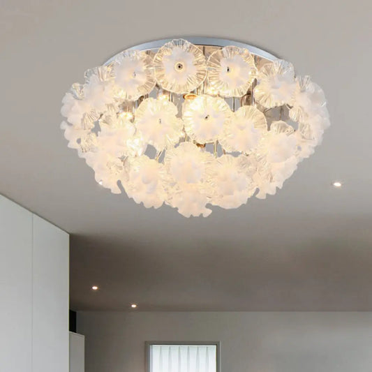DecorBites™ DecorBites™ Contemporary Crystal Flower Ceiling Flushmount Light - 4 Lights, Chrome Finish - Perfect for Living Room