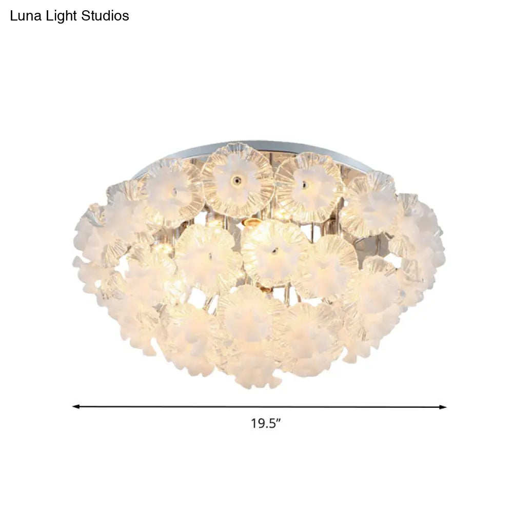 DecorBites™ DecorBites™ Contemporary Crystal Flower Ceiling Flushmount Light - 4 Lights, Chrome Finish - Perfect for Living Room