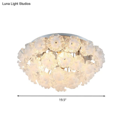 DecorBites™ DecorBites™ Contemporary Crystal Flower Ceiling Flushmount Light - 4 Lights, Chrome Finish - Perfect for Living Room