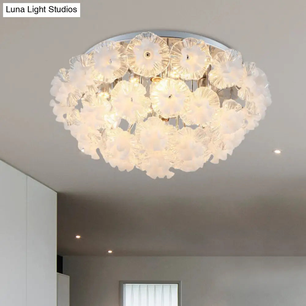DecorBites™ DecorBites™ Contemporary Crystal Flower Ceiling Flushmount Light - 4 Lights, Chrome Finish - Perfect for Living Room