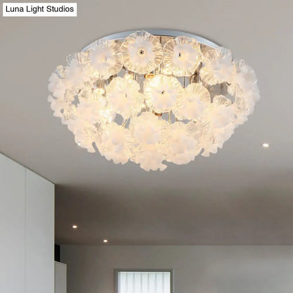 DecorBites™ DecorBites™ Contemporary Crystal Flower Ceiling Flushmount Light - 4 Lights, Chrome Finish - Perfect for Living Room