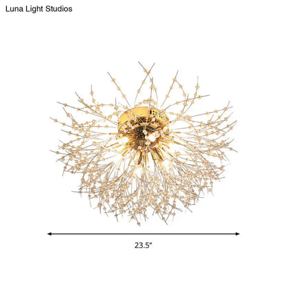 DecorBites™ DecorBites™ Contemporary Crystal Flush Mount Lamp - Silver/Gold, Warm Light - 6/8 Lights - Bedroom Ceiling Fixture - 23.5"/27.5" W