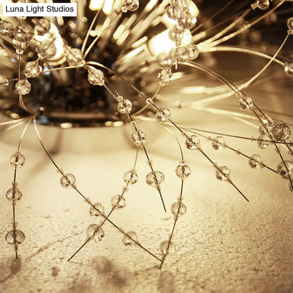 DecorBites™ DecorBites™ Contemporary Crystal Flush Mount Lamp - Silver/Gold, Warm Light - 6/8 Lights - Bedroom Ceiling Fixture - 23.5"/27.5" W