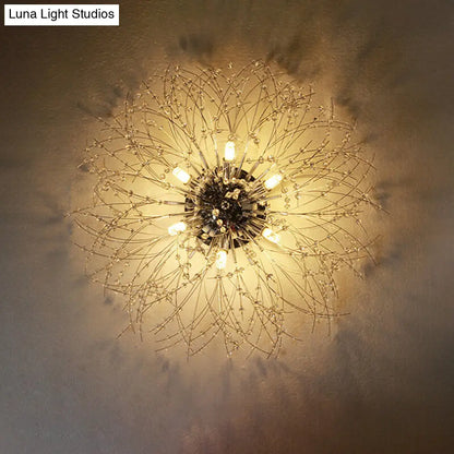 DecorBites™ DecorBites™ Contemporary Crystal Flush Mount Lamp - Silver/Gold, Warm Light - 6/8 Lights - Bedroom Ceiling Fixture - 23.5"/27.5" W