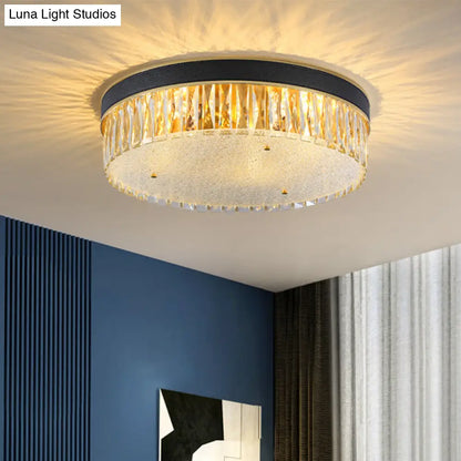 DecorBites™ DecorBites™ Contemporary Crystal Flush Mount Light in Gold, 3/4 Heads, Rectangle-Cut Drum Shape, 12"/16" Width