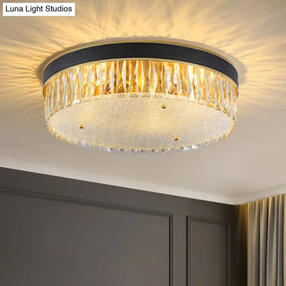 DecorBites™ DecorBites™ Contemporary Crystal Flush Mount Light in Gold, 3/4 Heads, Rectangle-Cut Drum Shape, 12"/16" Width