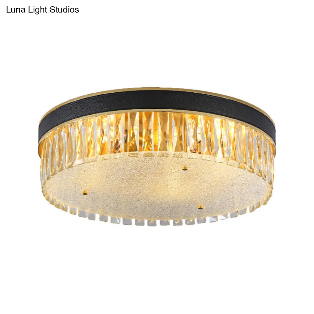 DecorBites™ DecorBites™ Contemporary Crystal Flush Mount Light in Gold, 3/4 Heads, Rectangle-Cut Drum Shape, 12"/16" Width