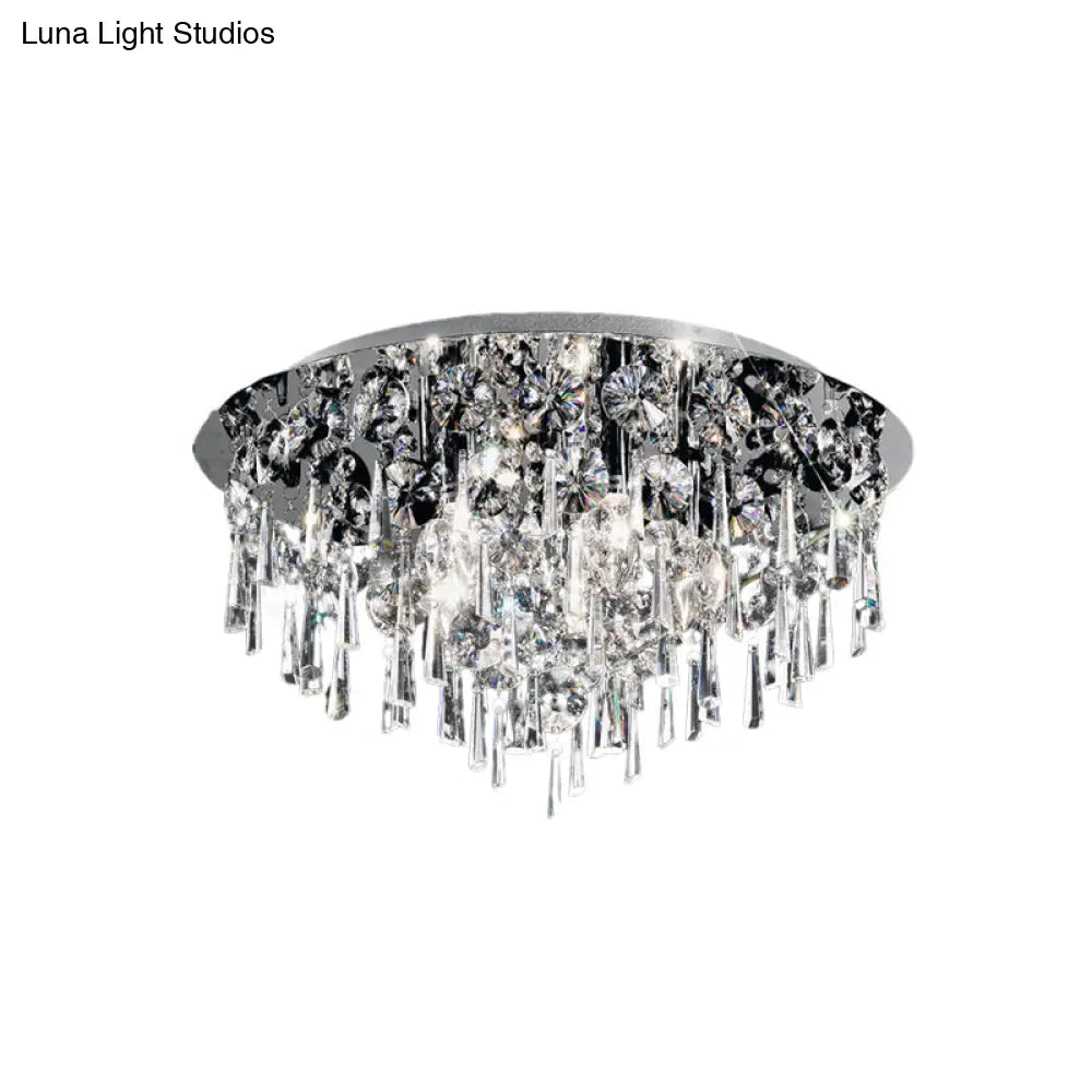 DecorBites™ DecorBites™ Contemporary Crystal Fringe Flush Mount Ceiling Light with 4 Chrome Heads