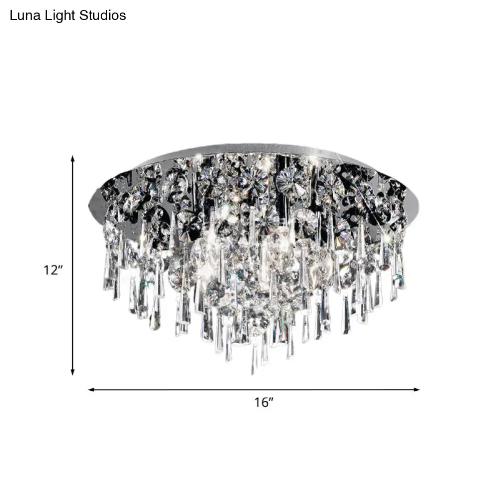 DecorBites™ DecorBites™ Contemporary Crystal Fringe Flush Mount Ceiling Light with 4 Chrome Heads