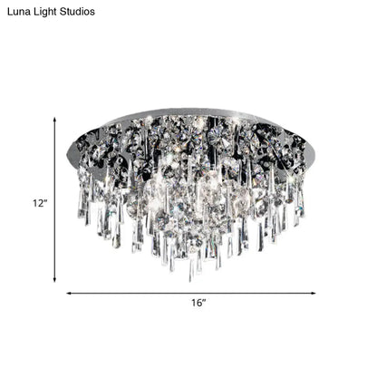 DecorBites™ DecorBites™ Contemporary Crystal Fringe Flush Mount Ceiling Light with 4 Chrome Heads