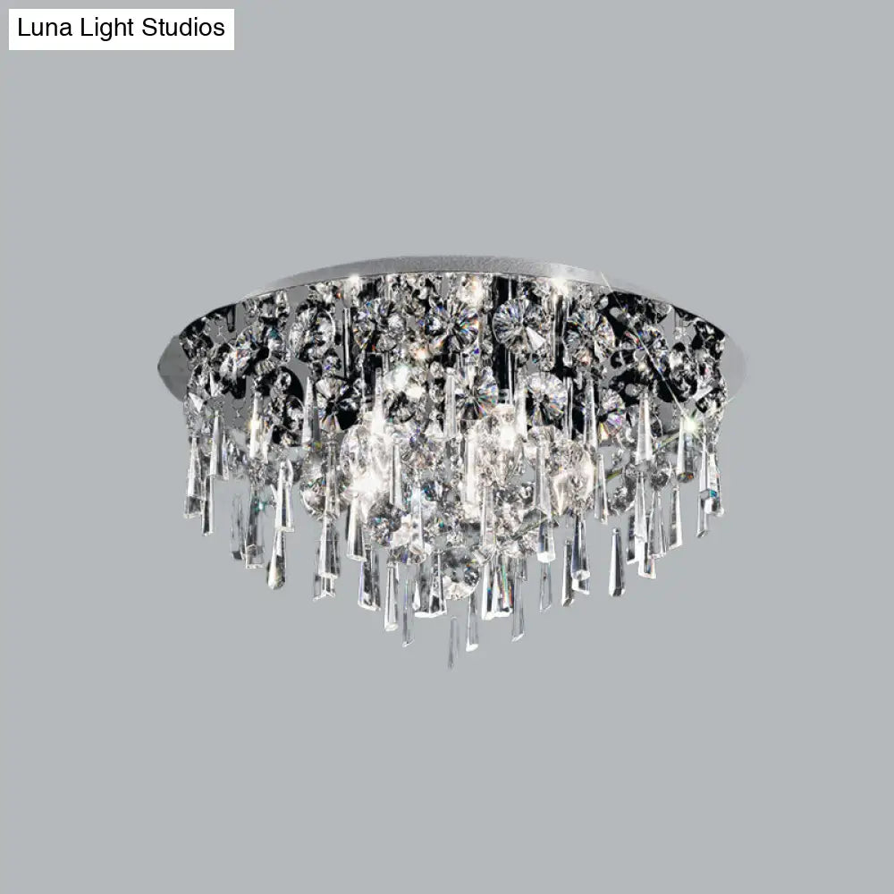 DecorBites™ DecorBites™ Contemporary Crystal Fringe Flush Mount Ceiling Light with 4 Chrome Heads