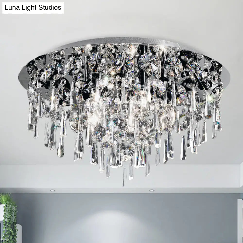 DecorBites™ DecorBites™ Contemporary Crystal Fringe Flush Mount Ceiling Light with 4 Chrome Heads