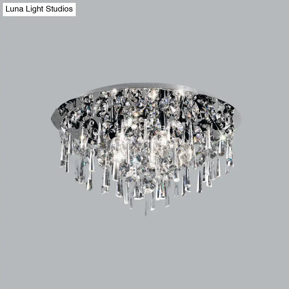 DecorBites™ DecorBites™ Contemporary Crystal Fringe Flush Mount Ceiling Light with 4 Chrome Heads