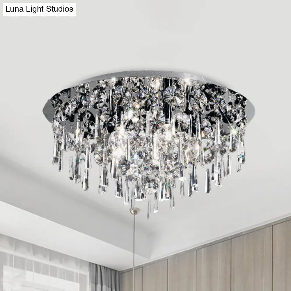 DecorBites™ DecorBites™ Contemporary Crystal Fringe Flush Mount Ceiling Light with 4 Chrome Heads