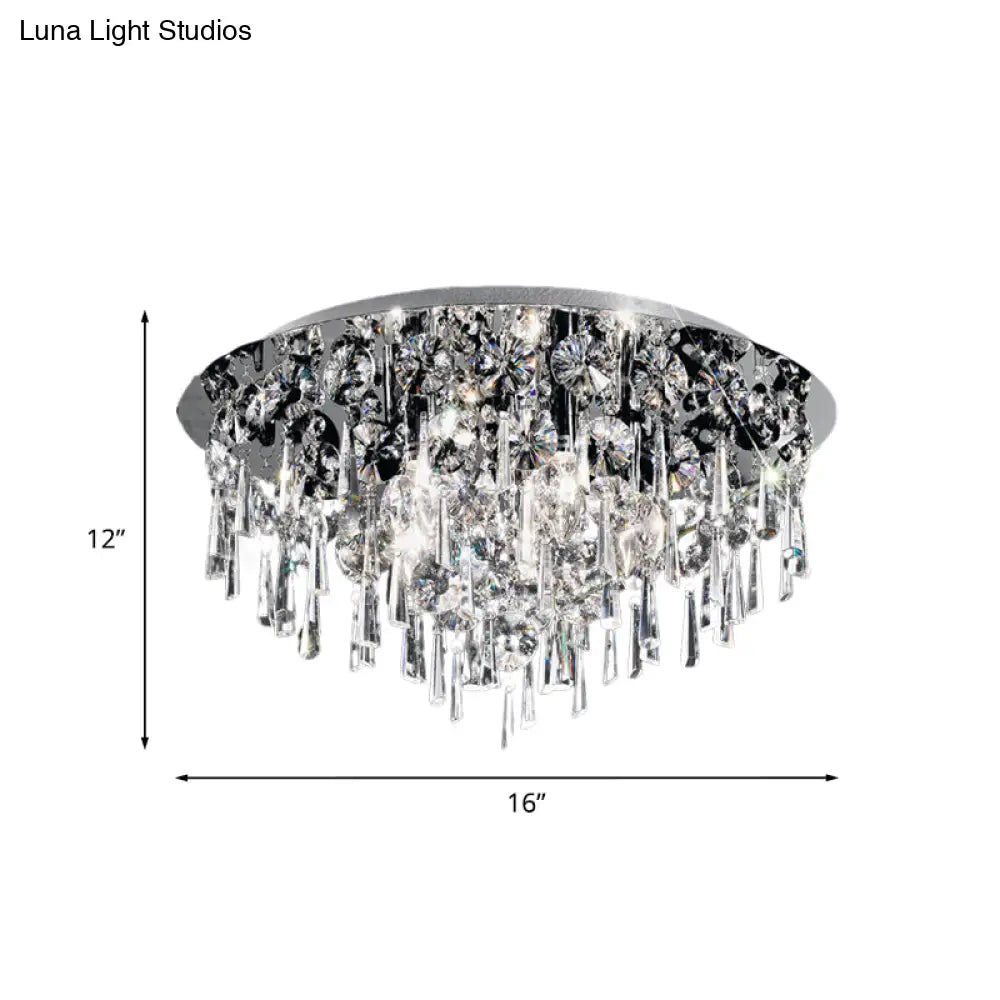 DecorBites™ DecorBites™ Contemporary Crystal Fringe Flush Mount Ceiling Light with 4 Chrome Heads