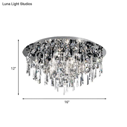 DecorBites™ DecorBites™ Contemporary Crystal Fringe Flush Mount Ceiling Light with 4 Chrome Heads