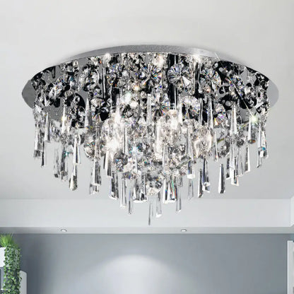 DecorBites™ DecorBites™ Contemporary Crystal Fringe Flush Mount Ceiling Light with 4 Chrome Heads