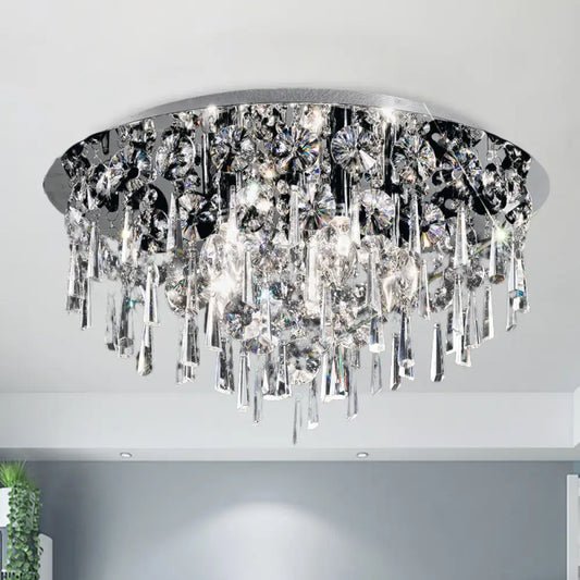 DecorBites™ DecorBites™ Contemporary Crystal Fringe Flush Mount Ceiling Light with 4 Chrome Heads