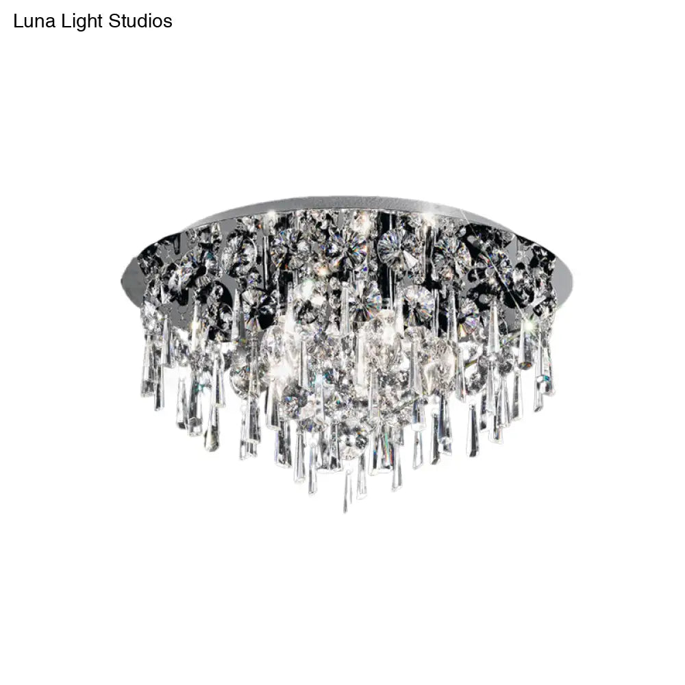 DecorBites™ DecorBites™ Contemporary Crystal Fringe Flush Mount Ceiling Light with 4 Chrome Heads