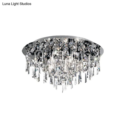 DecorBites™ DecorBites™ Contemporary Crystal Fringe Flush Mount Ceiling Light with 4 Chrome Heads