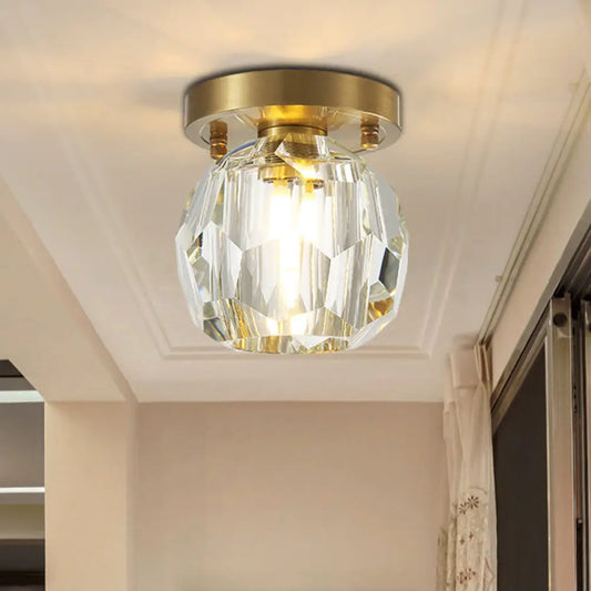 Lámpara de techo empotrada DecorBites™ con globo de cristal contemporáneo para pasillo - 1 luz, latón