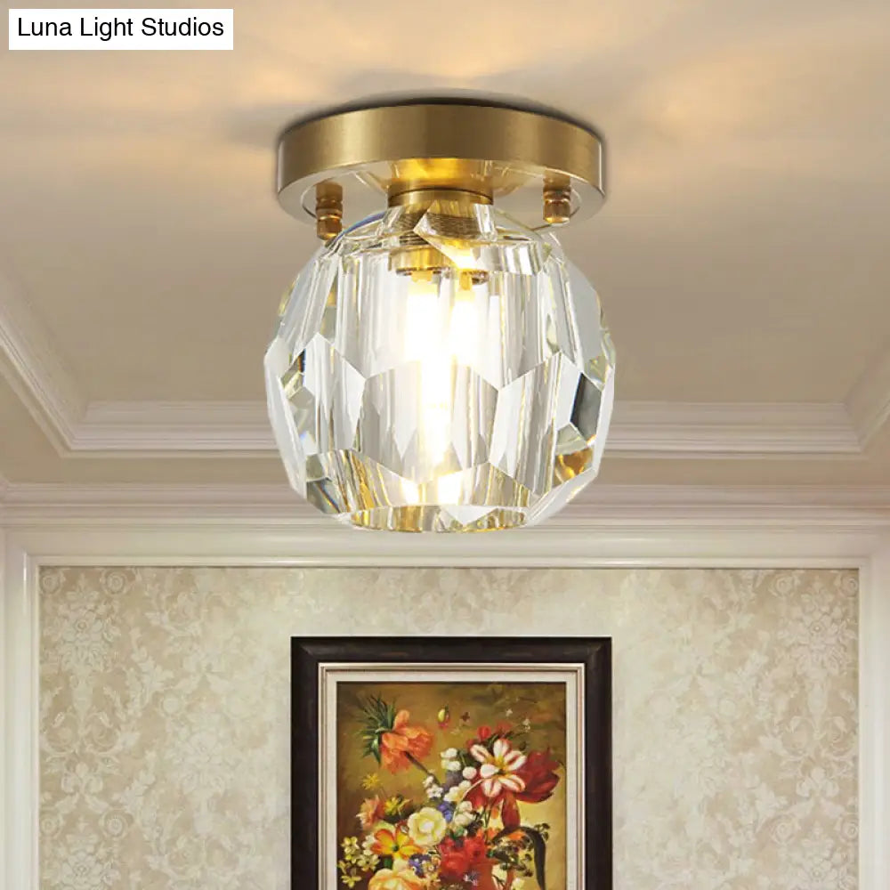 Lámpara de techo empotrada DecorBites™ con globo de cristal contemporáneo para pasillo - 1 luz, latón