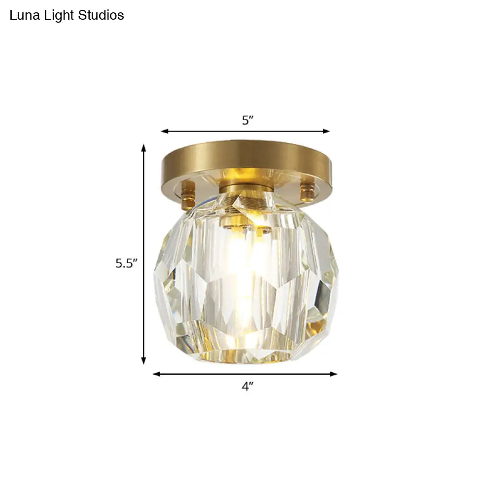 Lámpara de techo empotrada DecorBites™ con globo de cristal contemporáneo para pasillo - 1 luz, latón