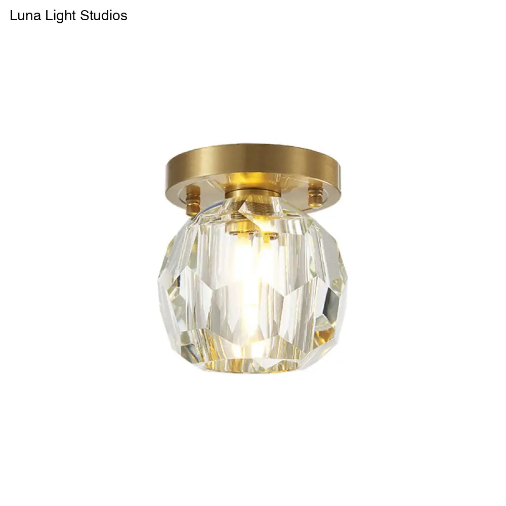Lámpara de techo empotrada DecorBites™ con globo de cristal contemporáneo para pasillo - 1 luz, latón