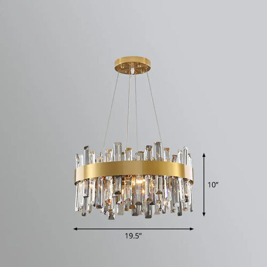 Contemporary Crystal Gold Chandelier Pendant Light for Living Room