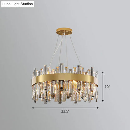 Contemporary Crystal Gold Chandelier Pendant Light for Living Room