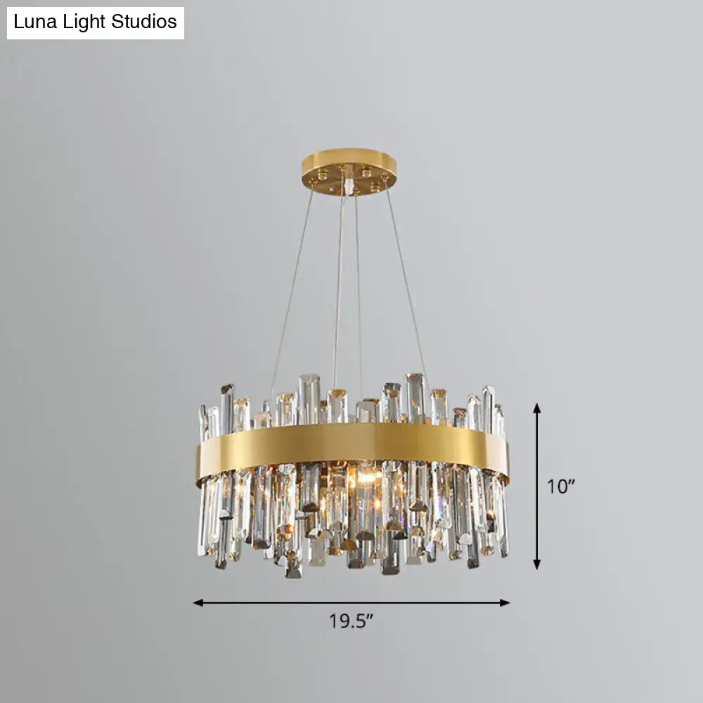 Contemporary Crystal Gold Chandelier Pendant Light for Living Room