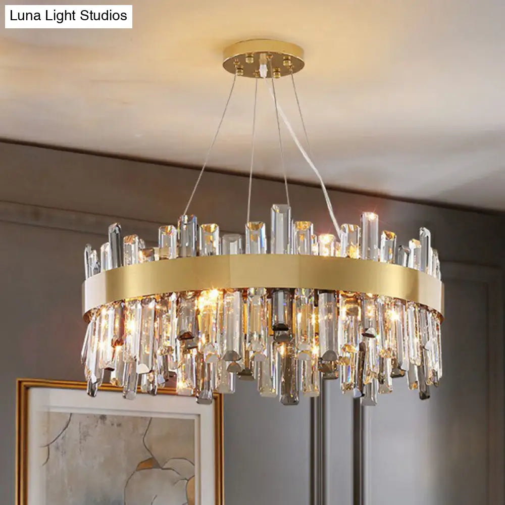 Contemporary Crystal Gold Chandelier Pendant Light for Living Room