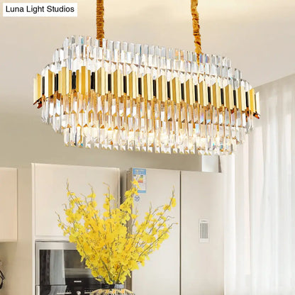 Lámpara colgante contemporánea DecorBites™ Crystal Gold - Araña de cristal de 7 niveles y 16 luces, 99 cm de ancho - Ideal para mesa