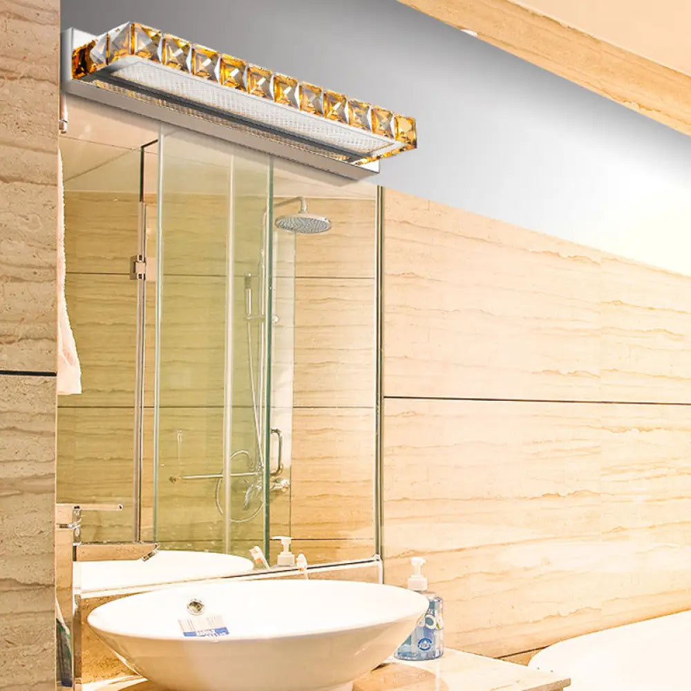 Aplique de pared DecorBites™ Contemporary Crystal Gold - Luz lineal para tocador con luz cálida/blanca para baño - Varias opciones de ancho