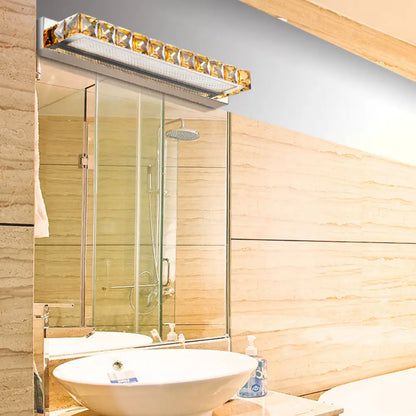 Aplique de pared DecorBites™ Contemporary Crystal Gold - Luz lineal para tocador con luz cálida/blanca para baño - Varias opciones de ancho