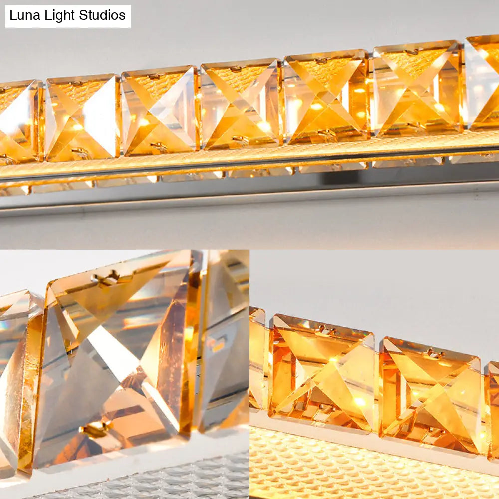 Aplique de pared DecorBites™ Contemporary Crystal Gold - Luz lineal para tocador con luz cálida/blanca para baño - Varias opciones de ancho