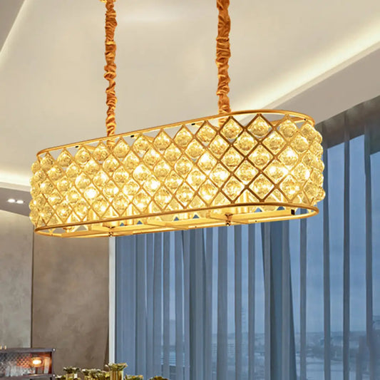 Lámpara colgante contemporánea DecorBites™ Crystal Island - Lámpara de suspensión dorada de 8 luces para restaurantes
