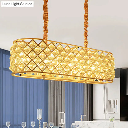 Lámpara colgante contemporánea DecorBites™ Crystal Island - Lámpara de suspensión dorada de 8 luces para restaurantes