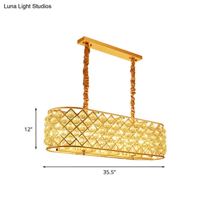 Lámpara colgante contemporánea DecorBites™ Crystal Island - Lámpara de suspensión dorada de 8 luces para restaurantes