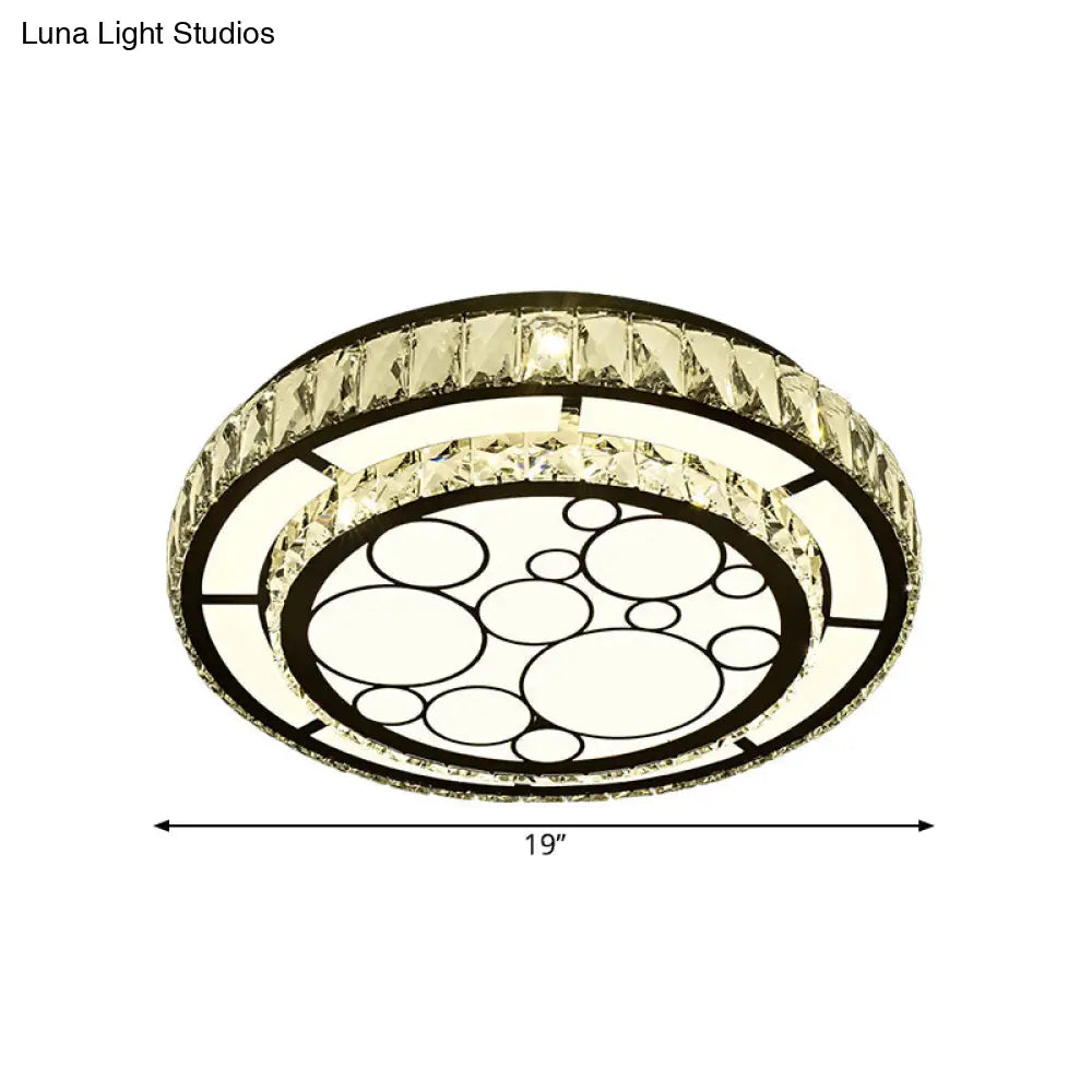 DecorBites™ DecorBites™ Contemporary Crystal LED Ceiling Light Flush Mount - Modern Hand-Cut Design, Chrome Finish - 10"/19" Wide