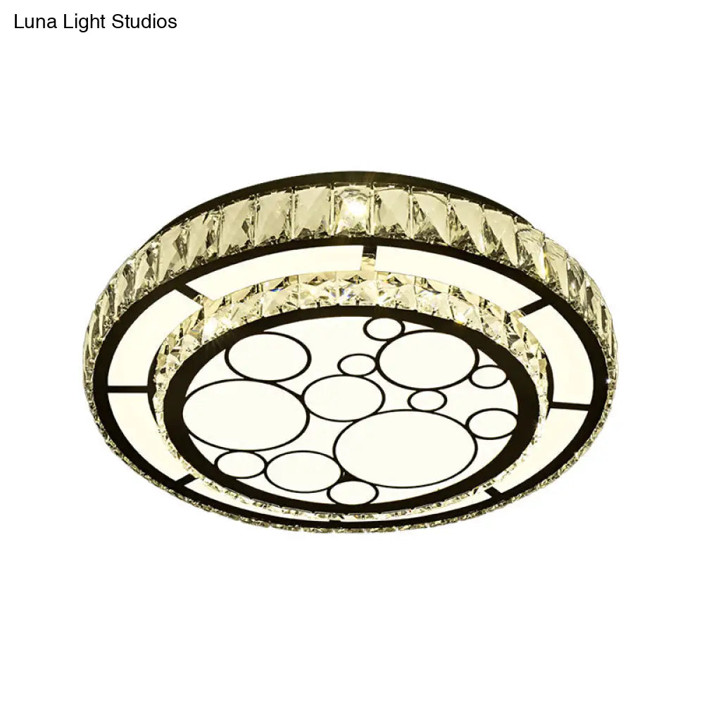 DecorBites™ DecorBites™ Contemporary Crystal LED Ceiling Light Flush Mount - Modern Hand-Cut Design, Chrome Finish - 10"/19" Wide